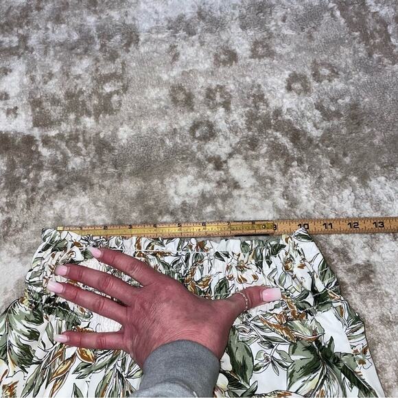 Peach Love California white & green leaf print pull on wide leg lightweight SZ S - Picture 6 of 13